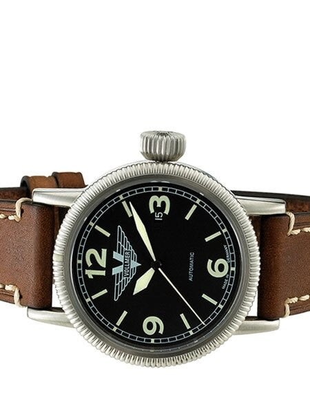 Vollmer W216 Winged Midnight Swiss Automatic with Sapphire Crystal, Hirsch Liberty Strap