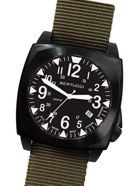 Bertucci E-1S Ballista 44mm Black Ion Field Watch with a Dome Sapphire Crystal #13601