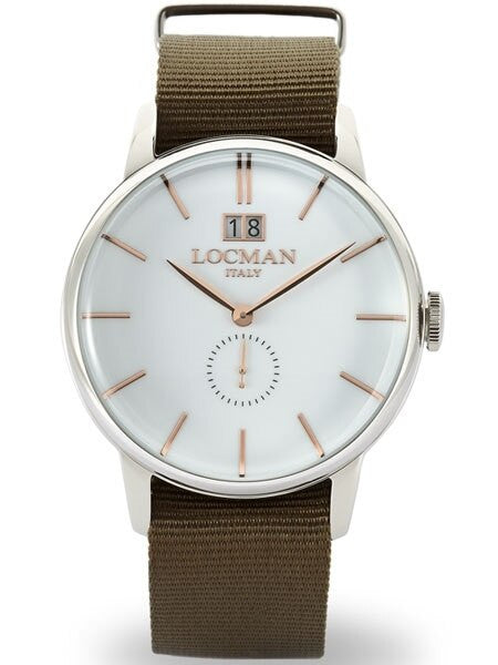 Locman 1960's Collection Big Date Quartz Dress Watch with 41mm Case #0252V08-00WHRGNG