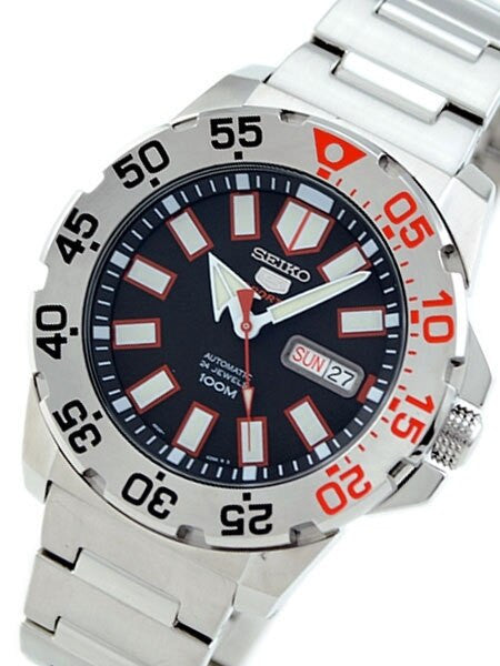 Seiko 43mm Sports 5 Automatic 24-Jewel Watch with Day and Date, Black Dial #SRP485K1