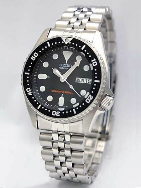 SCRATCH AND DENT - Seiko Black Automatic Dive Watch with Stainless Steel Bracelet #SKX013K2