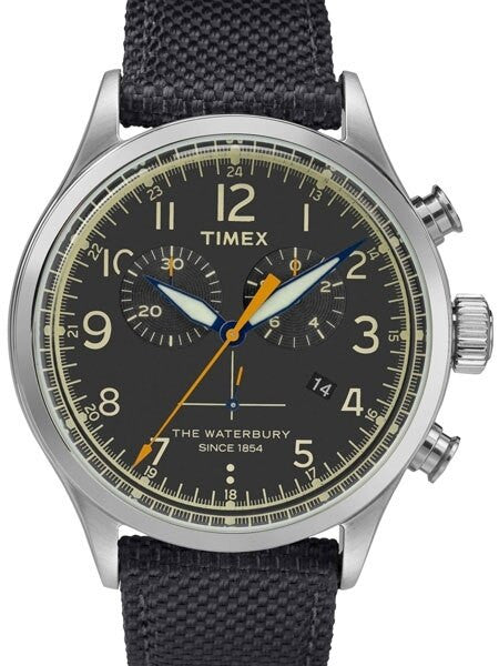 Timex 42mm Waterbury Quartz Chronograph with Black Dial and INDIGLO Night-Light #TW2R38200VQ