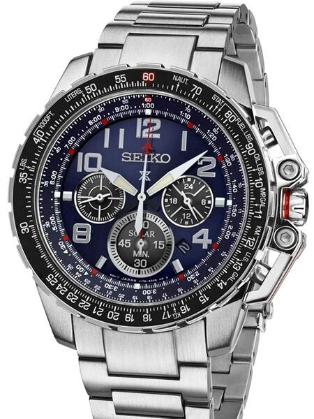 Scratch and Dent - Seiko Prospex Solar Powered Quartz Flight Chronograph Watch, 24-Hour Sub-Dial #SSC275
