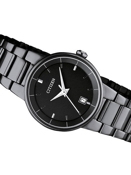 Citizen Quartz Black Ion, Thin Dress Watch with Matching Bracelet #EU6017-54E