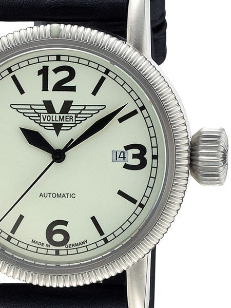 Vollmer W217 Winged Midnight Swiss Automatic with Luminous Dial, Hirsch Liberty Strap
