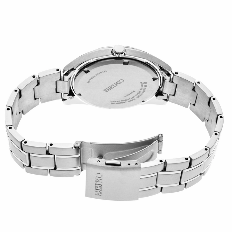 Seiko 40mm Titanium Quartz Watch with Sapphire Crystal and Titanium Bracelet SUR375