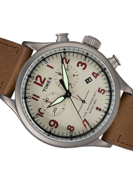 Timex 42mm Waterbury Quartz Chronograph with Cream Dial and INDIGLO Night-Light #TW2R38300VQ