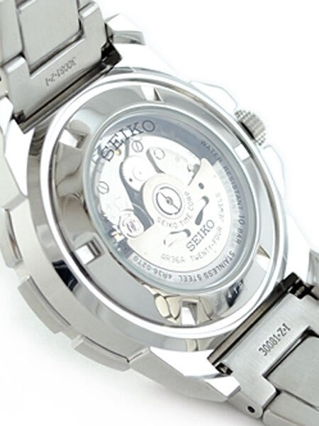 Seiko 43mm Sports 5 Automatic 24-Jewel Watch with Silver Dial and Blue Accents #SRP481K1