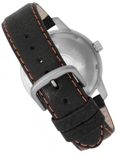 Boccia Mens Quartz Sport Watch with 41mm Titanium Case and Black Leather Strap #3573-01