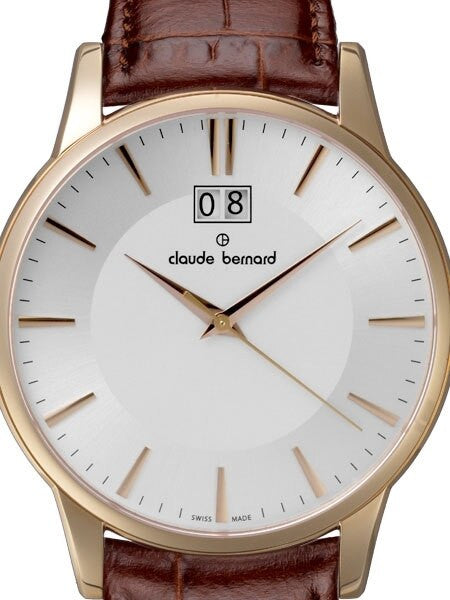 Claude Bernard Elegant and Thin Big Date Quartz Dress Watch #63003-37R-AIR