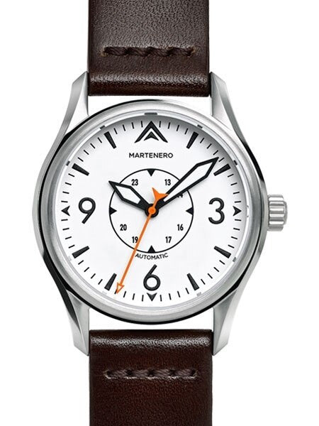 Martenero Ace Automatic Pilot Watch with White Dial, Sapphire Crystal #ACE005