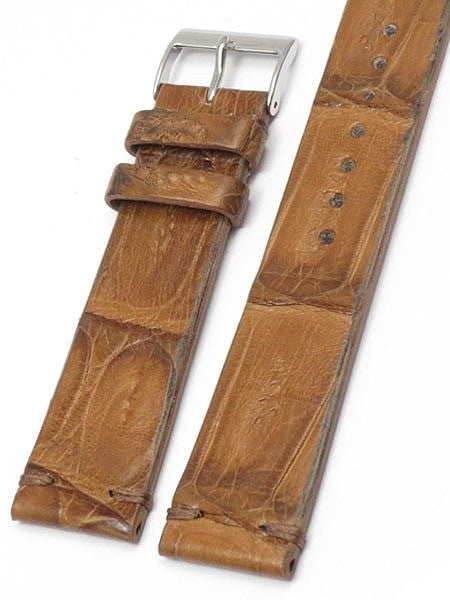 Handmade Italian Vintage Style Tan Crocodile with Hand-Stitching #ML-900-VIN03