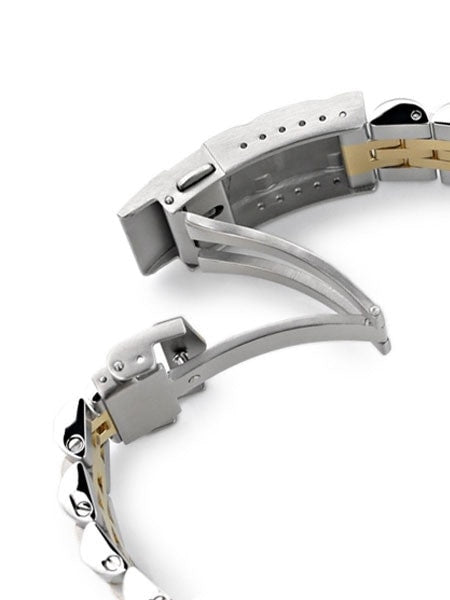Strapcode 20mm ANGUS-J "Louis" Gold IP and 316L Stainless Steel Watch Bracelet for Seiko Alpinist SARB017 #SS201805P2G064