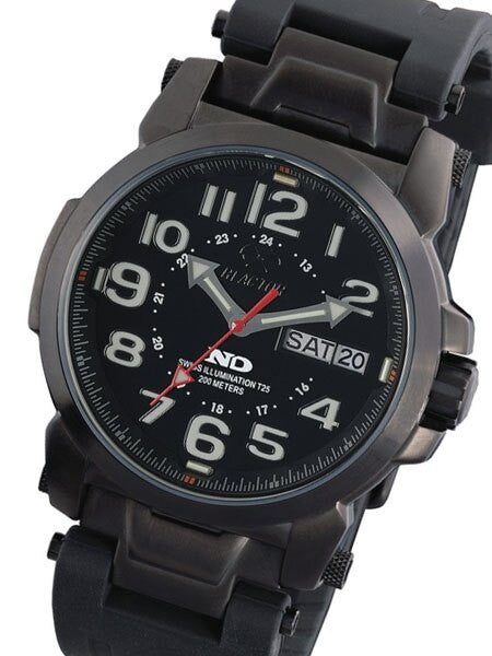 Reactor Atom Watch with Never Dark Illumination, Black Nitride Stainless Steel Case and Rubber Strap #68891