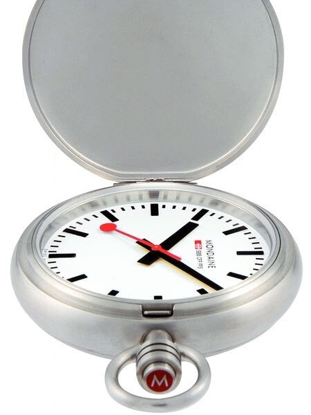 Mondaine Savonnette II Men's Quartz Pocket Watch with Stainless Steel Chain  #A660-30349-16SBB