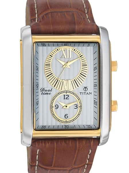 Titan Two-tone, Dual-Time Dress Watch with Precision Quartz Movement  #9309BL01