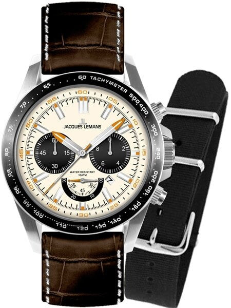 Jacques Lemans Liverpool 48MM Chronograph with Additional Nylon Strap #1-1756B