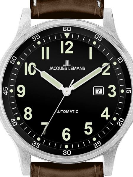 Jacques Lemans 48mm Porto Automatic Watch with a Black Dial #1-1723A