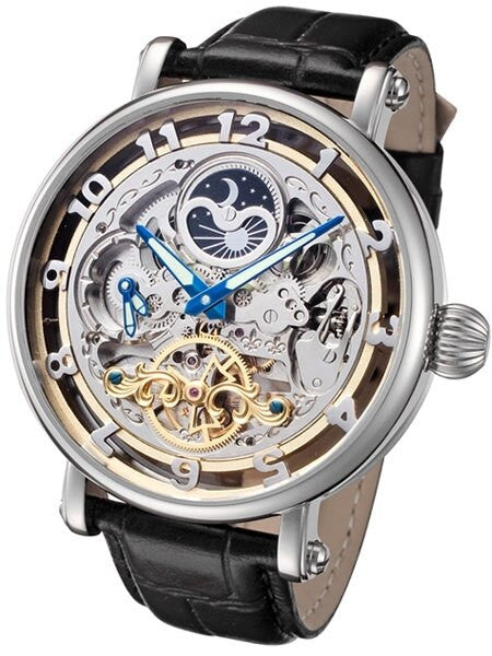 Scratch and Dent - Rougois Dual Time Zone Skeleton Automatic Watch with Day/Night Dial #RGSA47-SND1