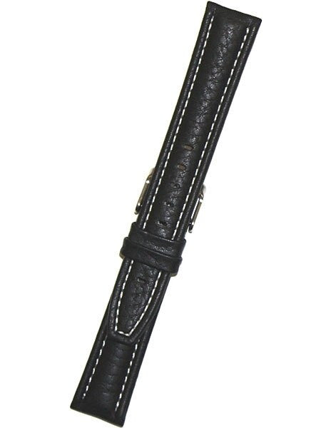 Calfskin Distressed Aviator Black Leather Strap with Heavy Padding #BON-93630 (Long)