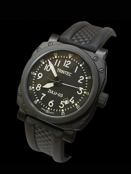 Trintec Zulu-03 Cockpit Clock Automatic Aviator Watch with Black PVD Case #9067VW