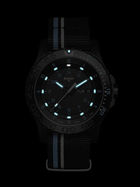 Traser Blue Infinity Watch with Sapphire Crystal and striped black strap #105545