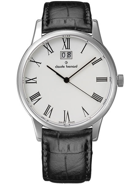 Claude Bernard Elegant and Thin Big Date Quartz Dress Watch #63003-3-BR