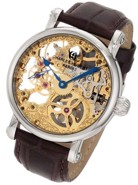 Charles Hubert Premium Collection Skeleton Mechanical Hand Wind Watch #3887-A