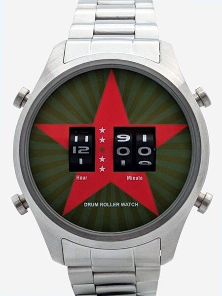 Red Star Quartz Drum Roller Watch with 44mm Case #8395G-A