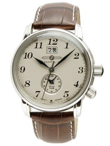 Scratch and Dent - Graf Zeppelin German Made, Dual Time, Big Date Watch with Two Crowns. #7644-5