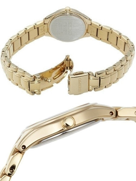 Seiko Goldtone Women's Quartz Dress Watch with Charcoal Dial, Goltone Hands and Markers #SUJG08