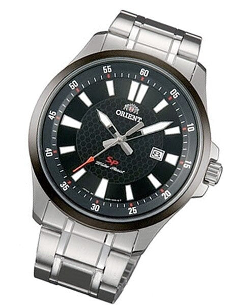 Orient Commander Quartz Watch with Honeycomb Black Dial and Bezel #UNE1001B
