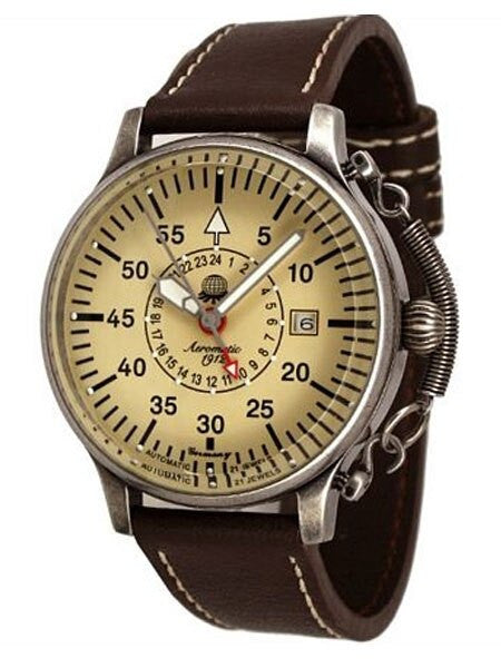 Aeromatic 1912 Aviator's Watch with Retention Spring and 24-hr Sub-Dial #A1382