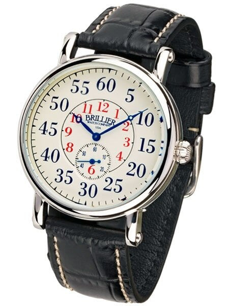 Brillier 43mm Americana Chapter 2 Railroad Swiss Quartz Watch with Calfskin Leather Strap #BR-07