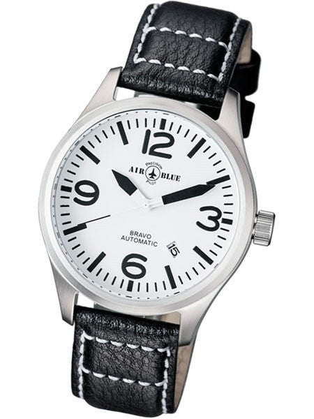 Air Blue Bravo Automatic Pilot Watch with 44mm Case, Sapphire Crystal #BRAVOAUTOSSWHT