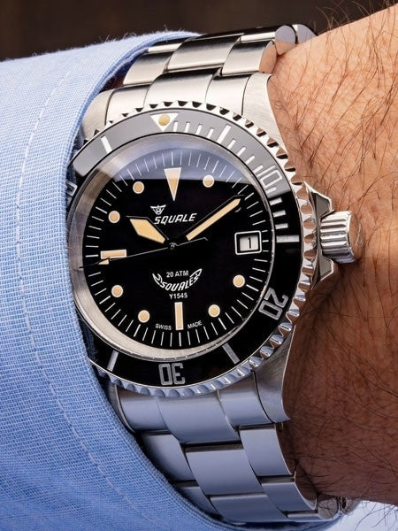 Squale 200 meter Swiss Automatic Dive watch with Ceramic Bezel, Domed AR Sapphire Crystal #1545-ORIG