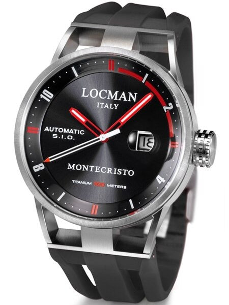 Locman Montecristo 100 Meter Automatic Watch with 44mm Stainless Steel and Titanium Case #511BKRDBK