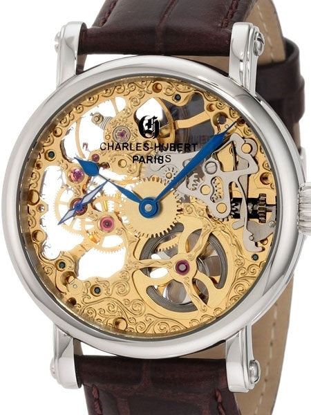 Charles Hubert Premium Collection Skeleton Mechanical Hand Wind Watch #3887-A