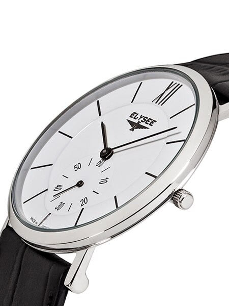 SCRATCH AND DENT - Elysee Thin Quartz Dress Watch with Silver Dial and Small Seconds #80480-SND