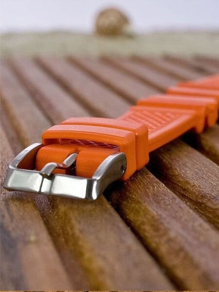 Squale 1521 OEM 20mm Orange Natural Rubber Dive Watch Strap #1521-OR
