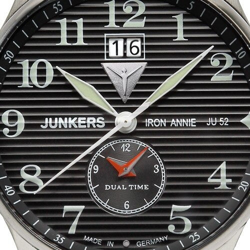 Junkers Iron Annie Big Date, Dual Time Watch with Corrugated Dial #6640-2