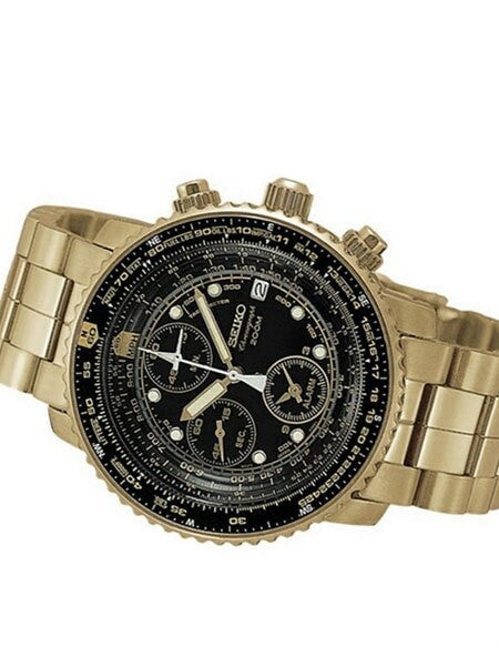 Seiko SNA414P1 Quartz Flight Chronograph Watch with Alarm Funciton