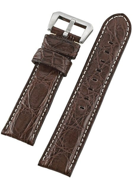 Toscana Dark Brown Genuine Cayman Crocodile Watch Strap with Leather Lining #GR-90002