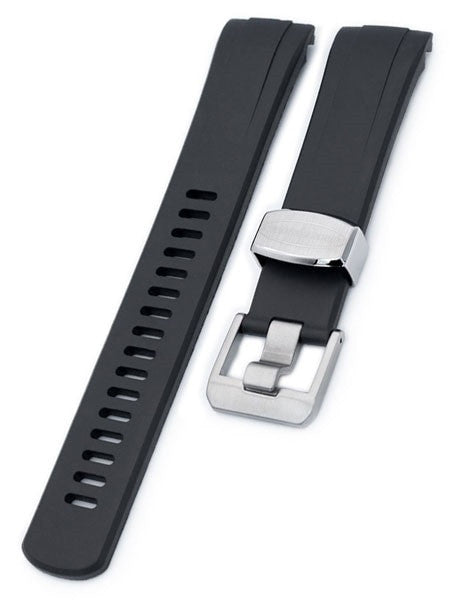 Crafter Blue 22mm Curved-End Rubber Watch Strap for Seiko Turtle #CB08-A