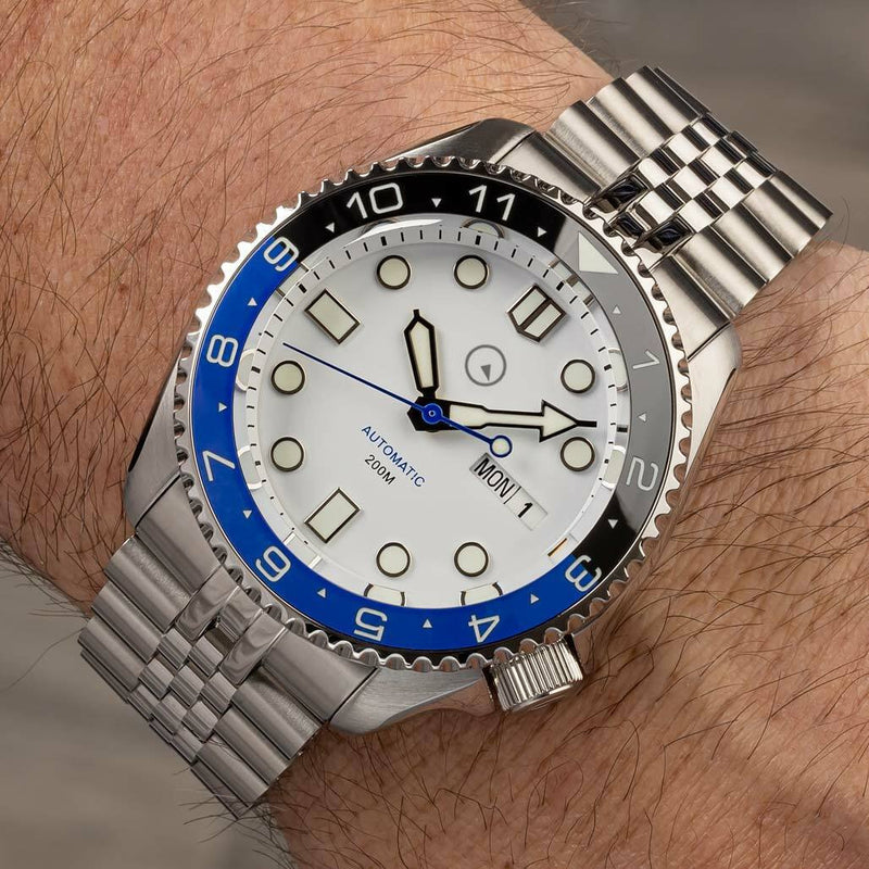 Islander Automatic Dive Watch with AR Sapphire Crystal, Dual-Time Luminous "Batman" Bezel Insert #ISL-86