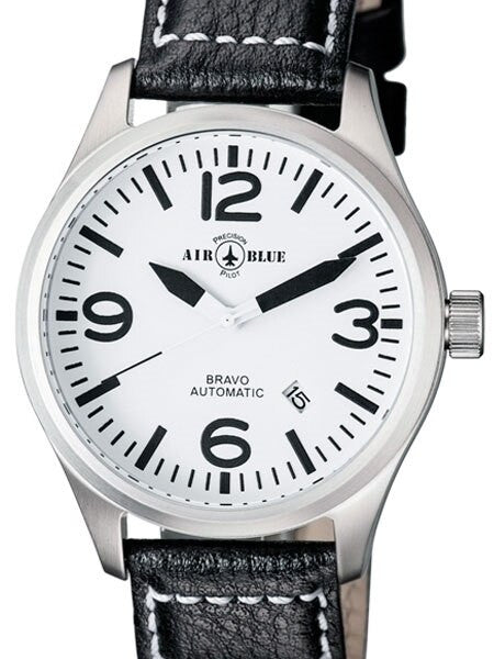 Air Blue Bravo Automatic Pilot Watch with 44mm Case, Sapphire Crystal #BRAVOAUTOSSWHT