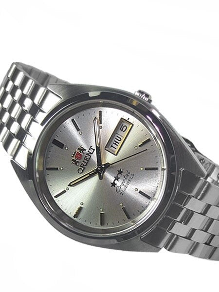 Orient Automatic Watch with White Dial, Day-Date and SS Bracelet #AB0000AW