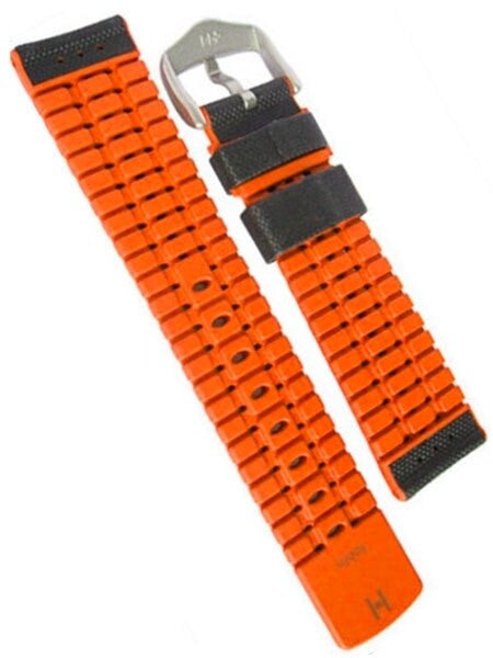 Hirsch ROBBY Sailcloth Effect Performance Watch Strap, Black and Orange #09176940-50