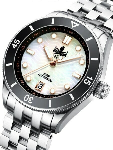 Scratch and Dent - PHOIBOS Wave Master 300-Meter Automatic Dive Watch with MOP Dial, AR Sapphire Crystal #PY010D