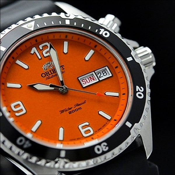 Orient Orange Automatic Dive Watch with Rubber Strap #CEM65004M